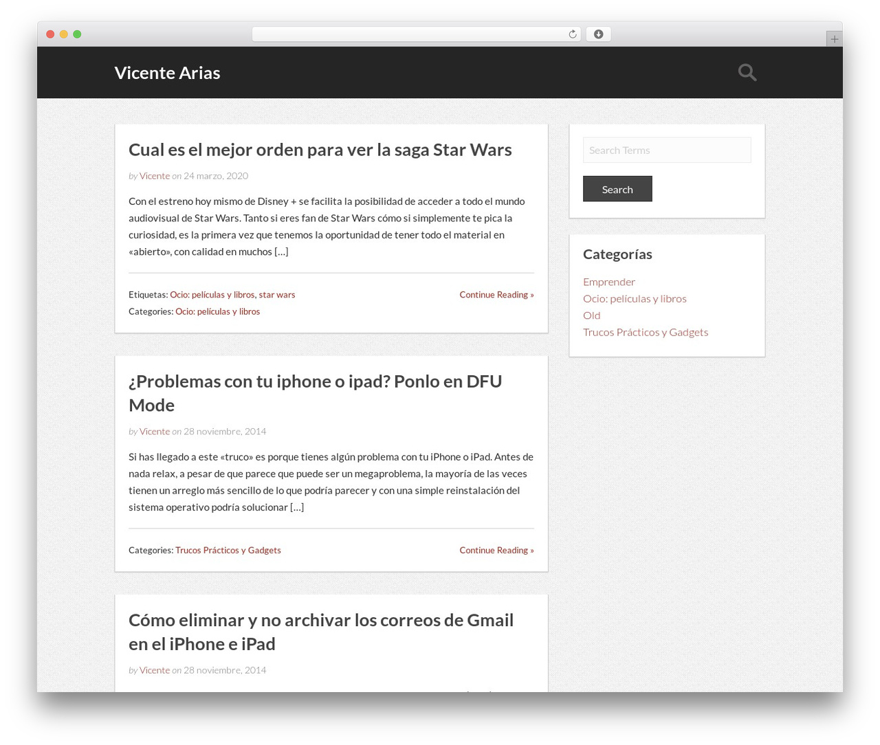 Slipstream top WordPress theme - vicentearias.com