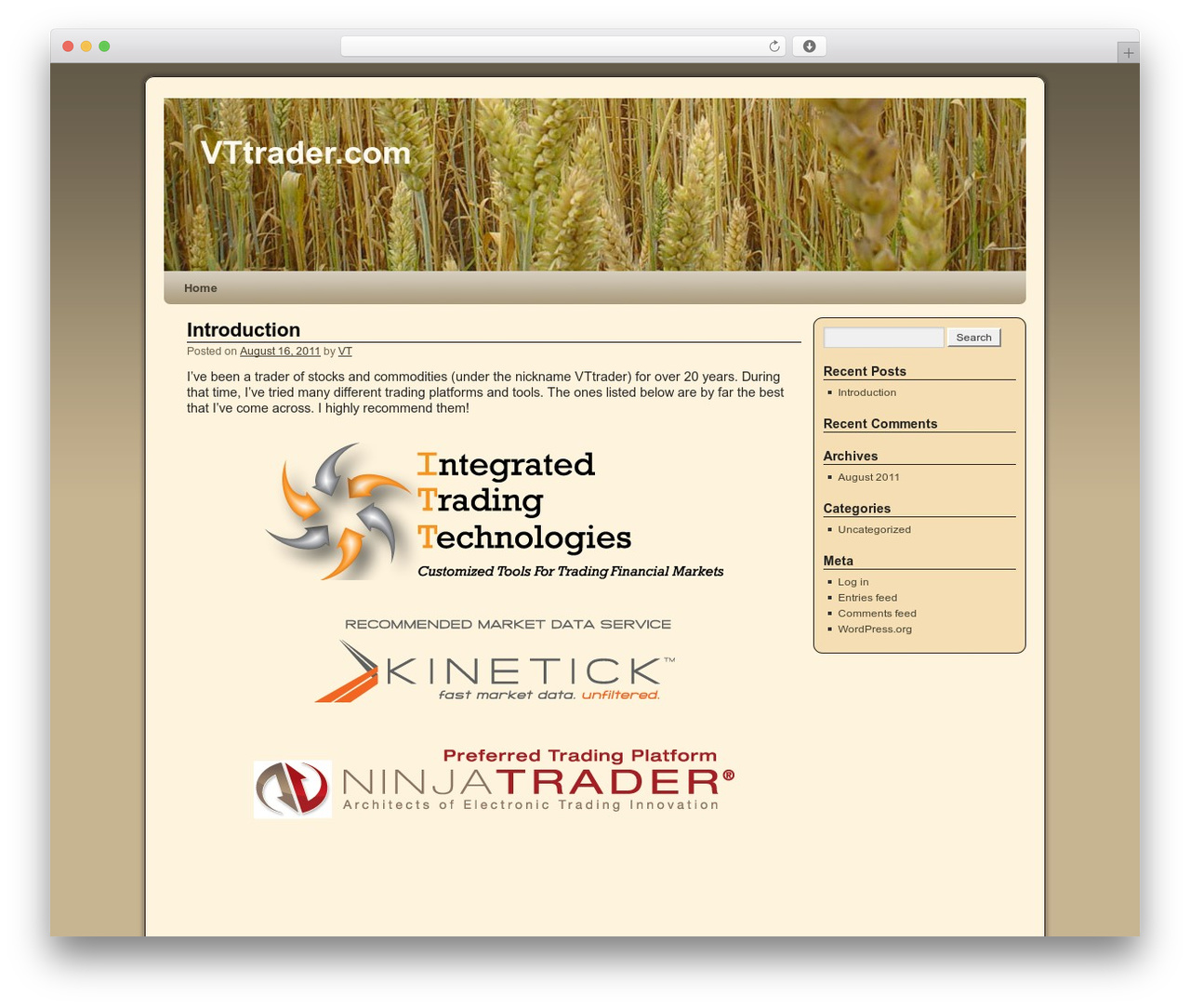 Weaver WordPress theme - vttrader.com