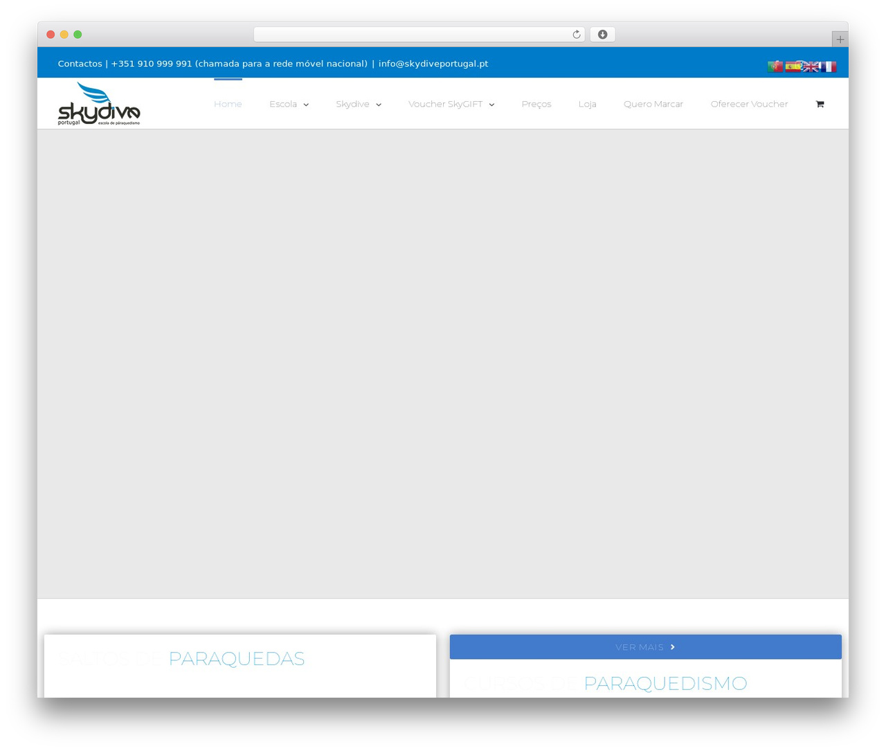 Avada WordPress theme design - skydiveportugal.pt