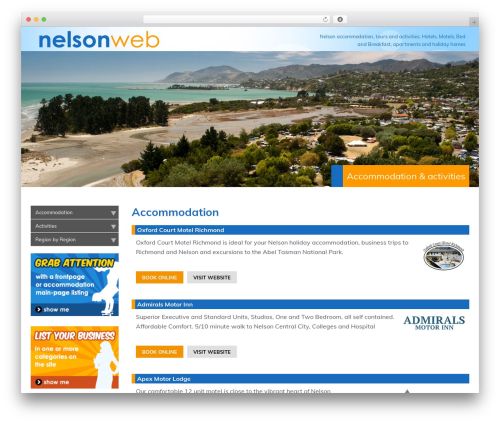 Nelson Web 2017 responsive WordPress theme - nelson.co.nz/listings/accommodation