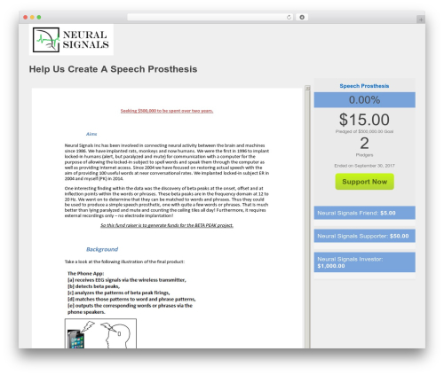 Ignitiondeck crowdfunding WordPress plugin - neuralsignalsdonate.com