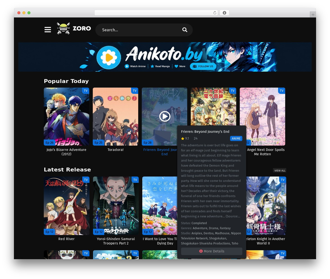 WordPress theme AnimeStream - zorotv.ba