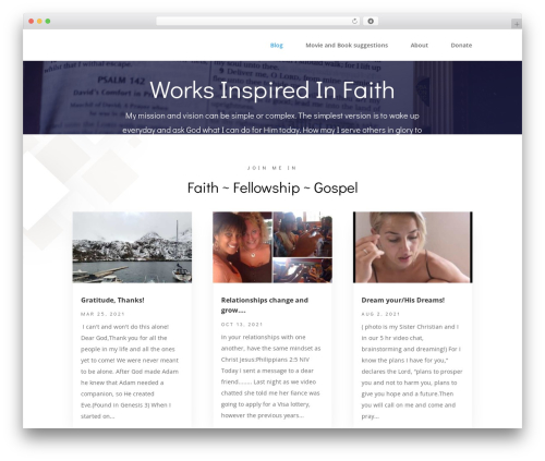 WP theme Divi - worksinspiredinfaith.com