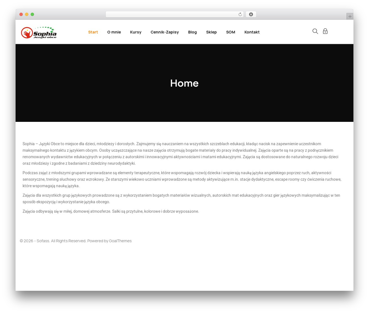 WordPress website theme Sofass - www.sophia-jezykiobce.pl