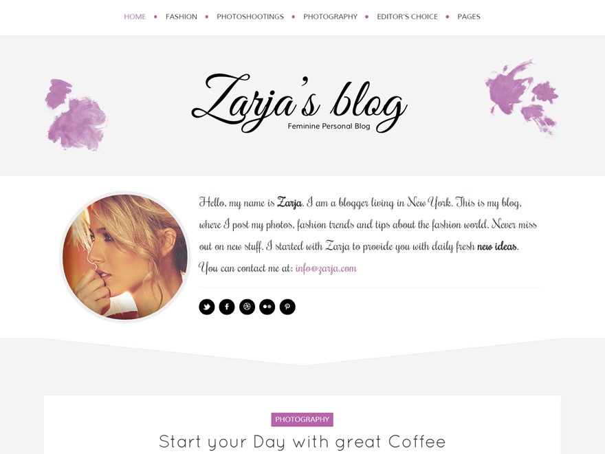 Zarja WordPress blog theme by gljivec
