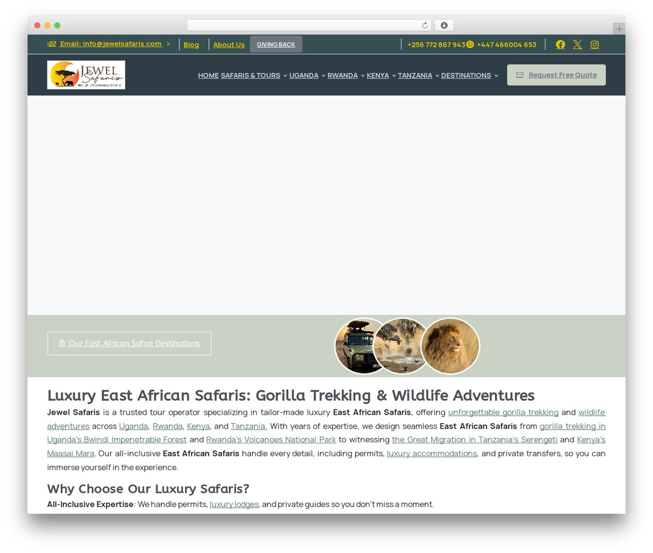 Essentials theme WordPress - jewelsafaris.com
