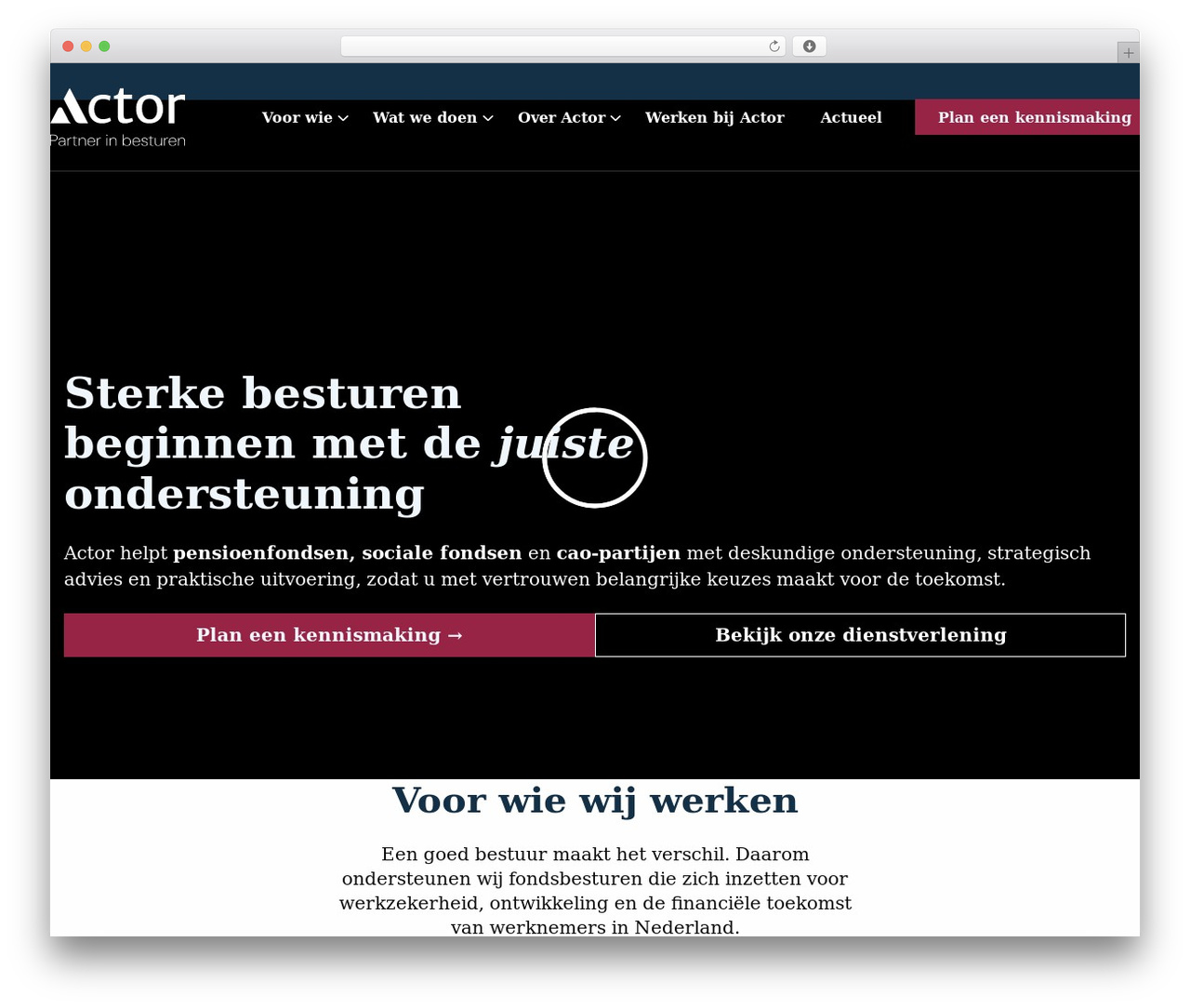 Stuurlui Low-code WordPress theme - actor.nl