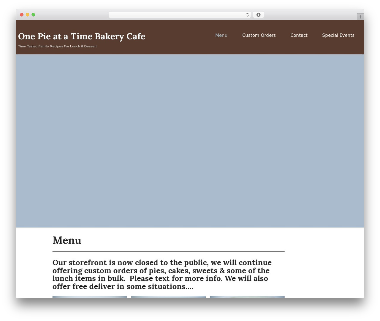 WordPress theme Bakers Lite - onepieatatimecafe.com
