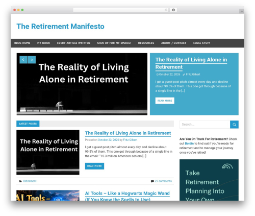 Merlin theme WordPress - theretirementmanifesto.com