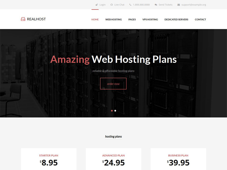 RealHost - Responsive WordPress Hosting Theme WordPress theme by DanThemes