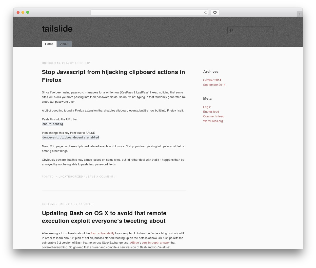 simpleX WordPress theme - tailslide.org