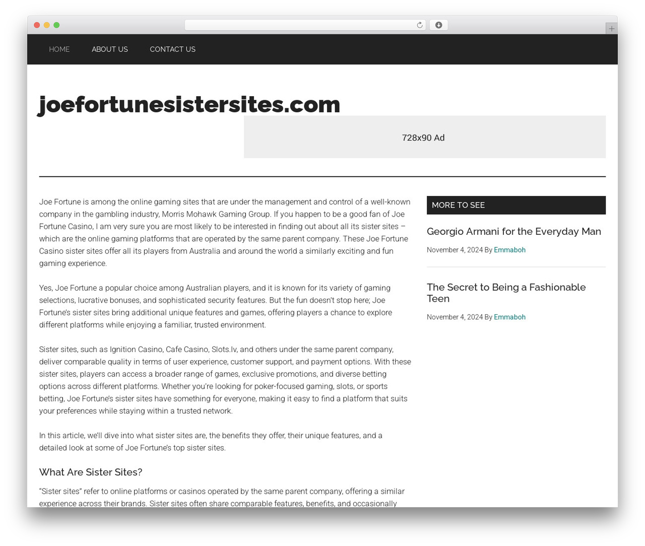 WordPress theme Genesis - joefortunesistersites.com