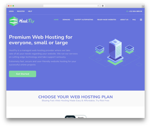 WordPress website theme HostCluster - hostfly.net