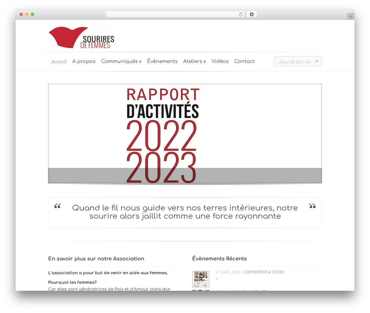 WordPress theme Evolution Child - souriresdefemmes.ch