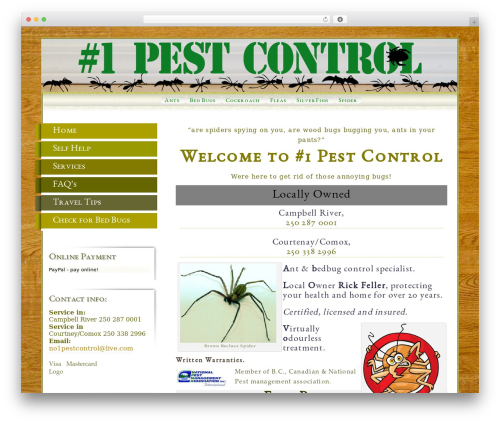 Theme WordPress PestControl - no1pestcontrol.ca