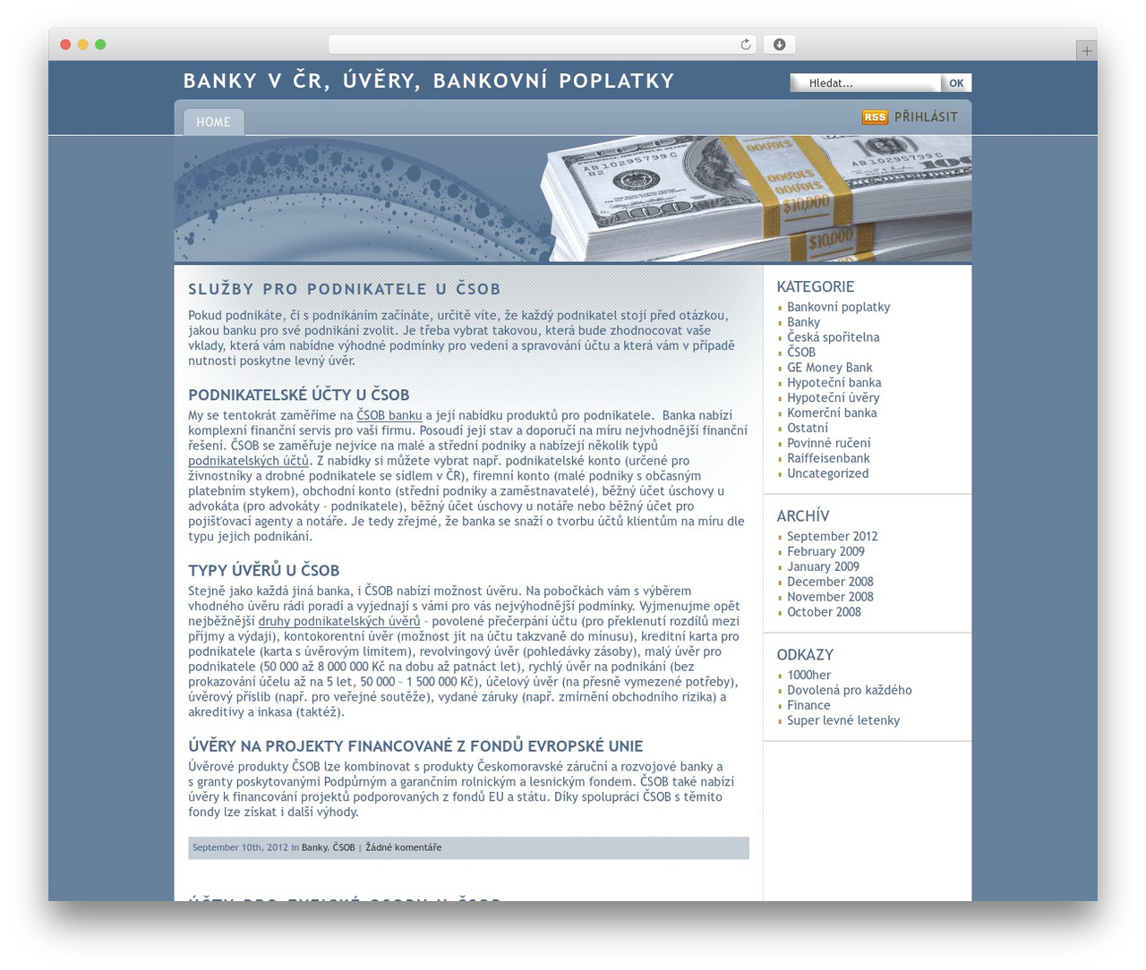 Partnerprogramm WordPress website theme - nasebanky.cz