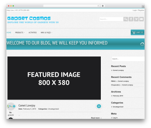 Camy WordPress theme - gadgetcosmos.com