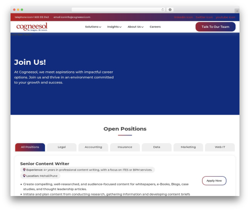 WordPress theme BoostWP - www.cogneesol.com/careers