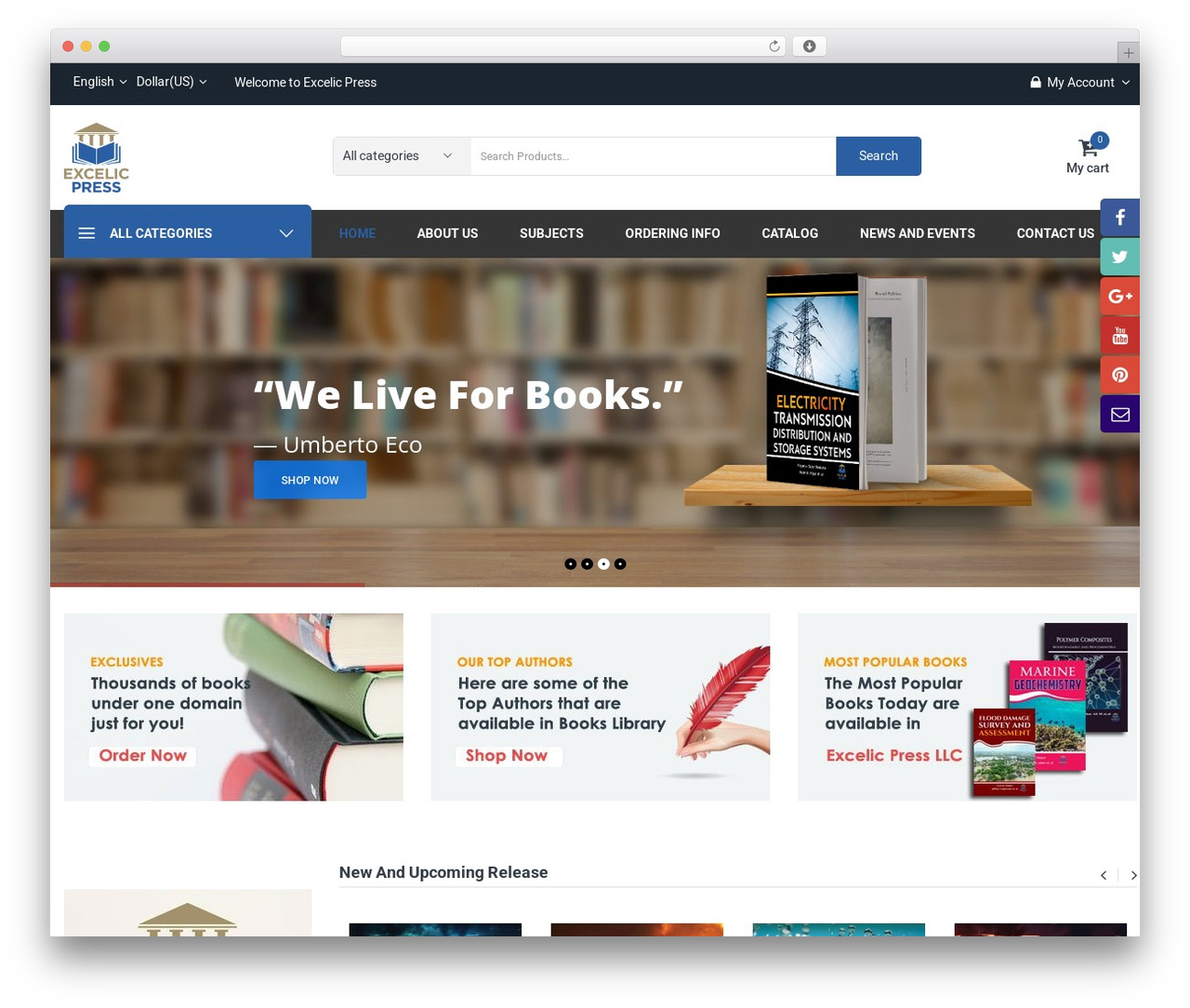 Complex WordPress theme - www.excelicpress.com