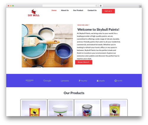 Techwind WordPress website theme - skybullpaints.com