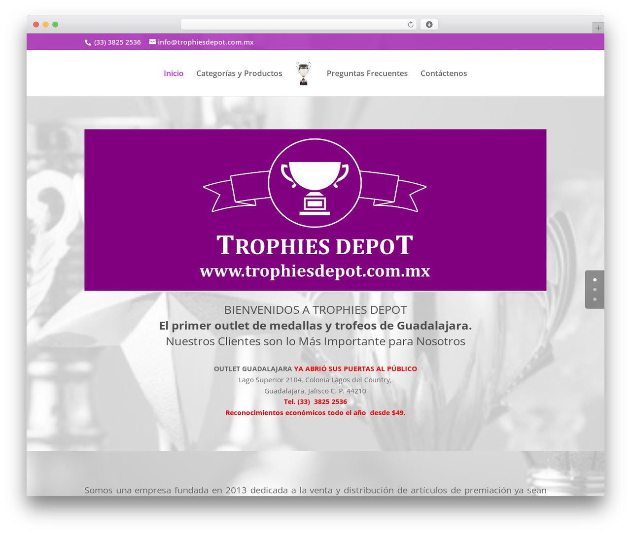 Divi WordPress theme - trophiesdepot.com.mx
