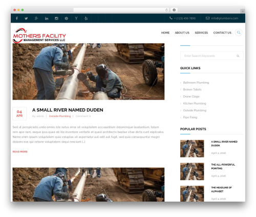Plumberx WordPress theme - mothersfms.com