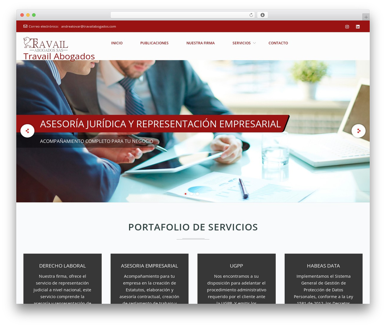Frontech premium WordPress theme - travailabogados.com