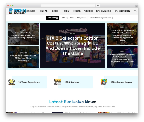 Newspaper WordPress gaming theme - tech4gamers.com