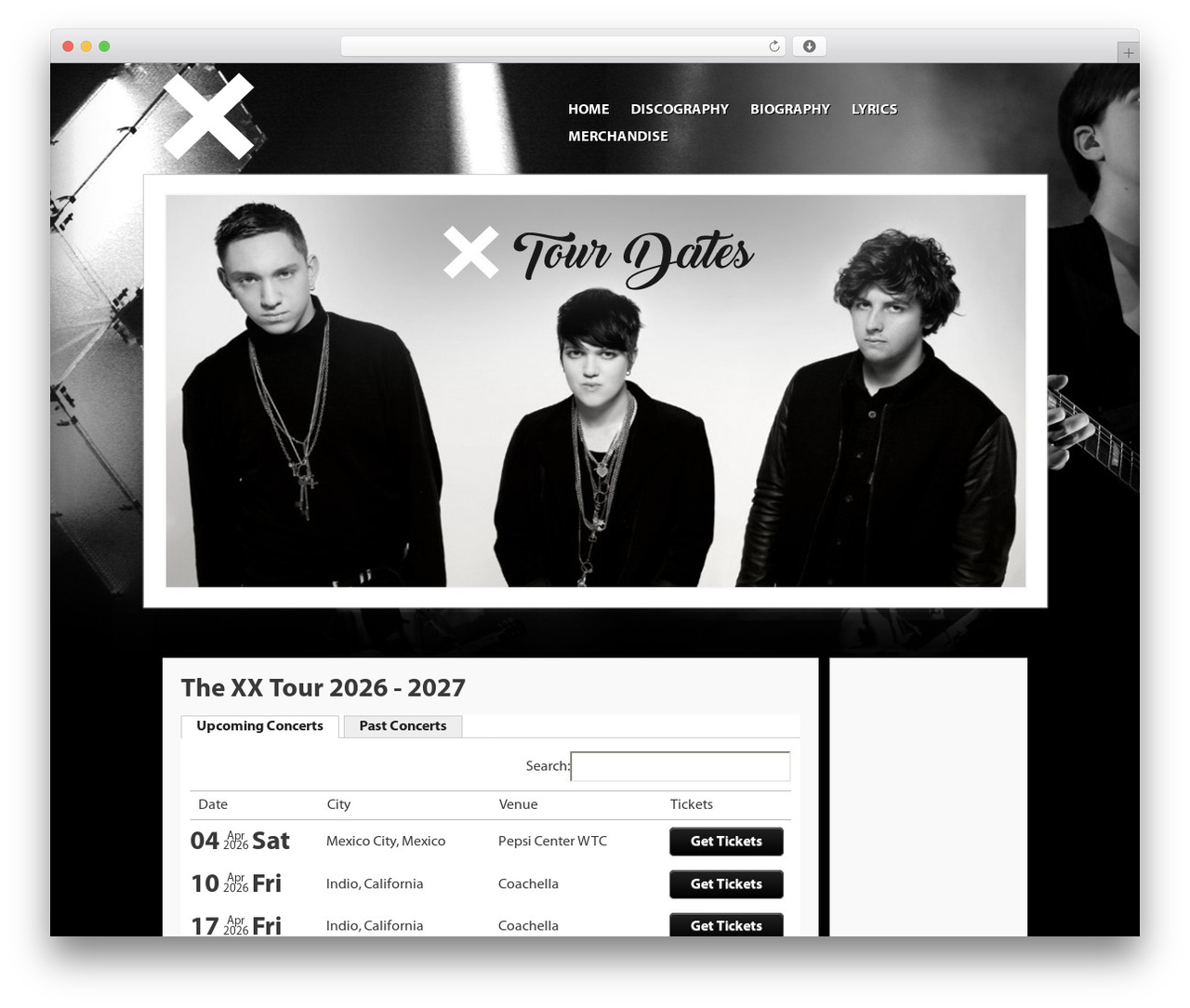WordPress theme Tour Theme - thexxtourdates.com