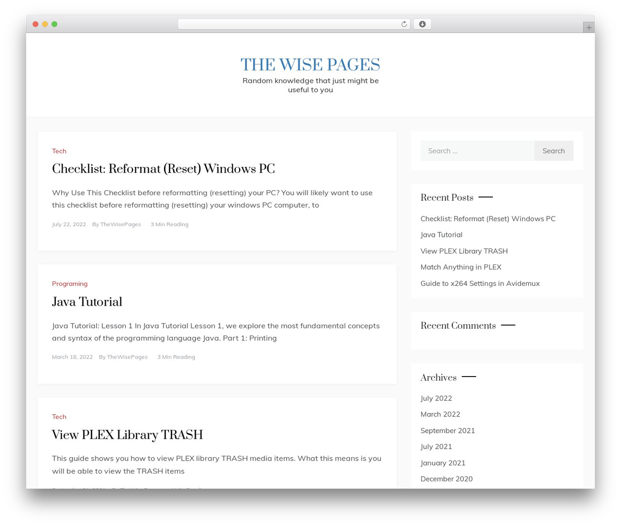 Polite free WordPress theme - thewisepages.com