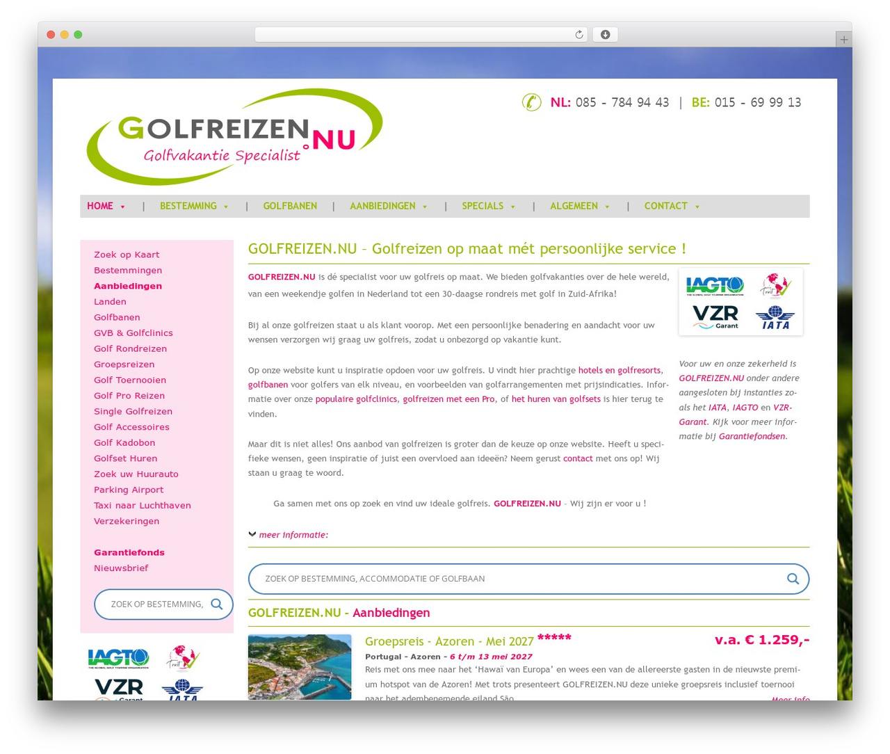 Golfreizen.nu Thema WordPress theme - golfreizen.nu
