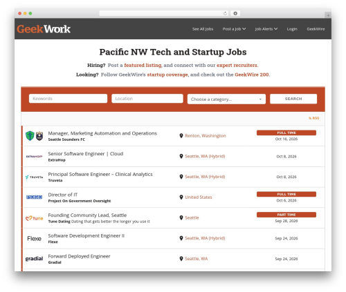 GeekWork WordPress theme - geekwire.com/jobs