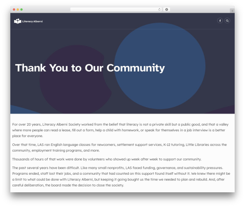 UnityPress WordPress theme - literacyalberni.ca
