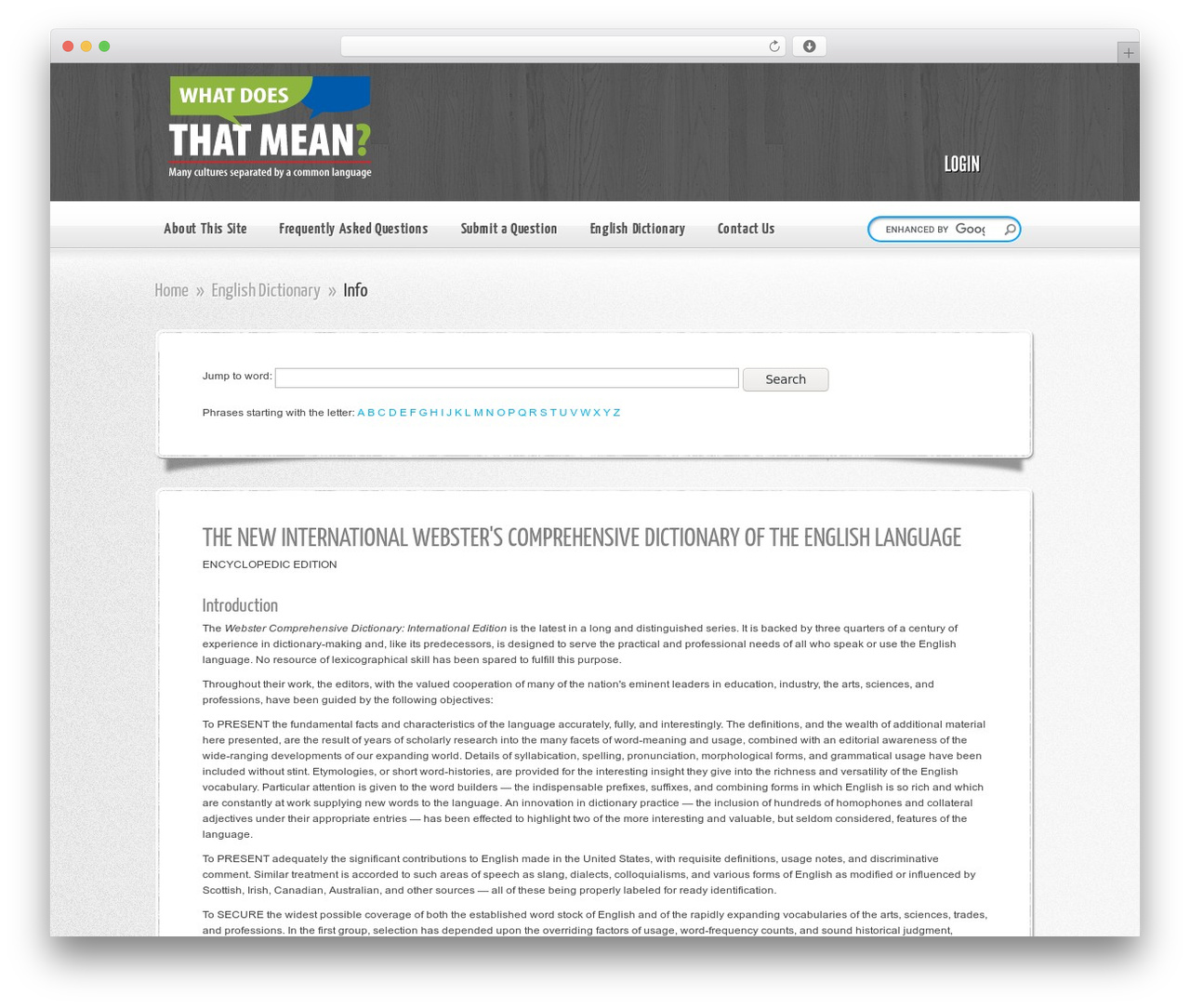 AskIt WordPress theme - whatdoesthatmean.com/dictionary