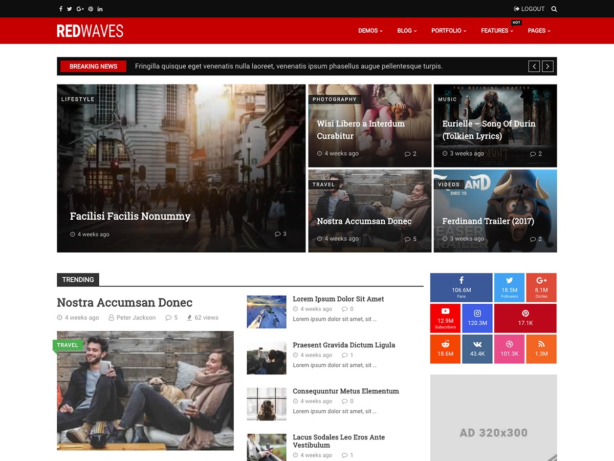 RedWaves WordPress theme RedWaves WordPress theme