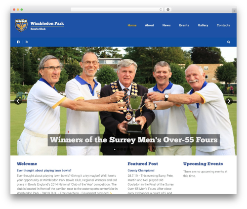 Sport WordPress page theme - wimbledonparkbowlsclub.co.uk