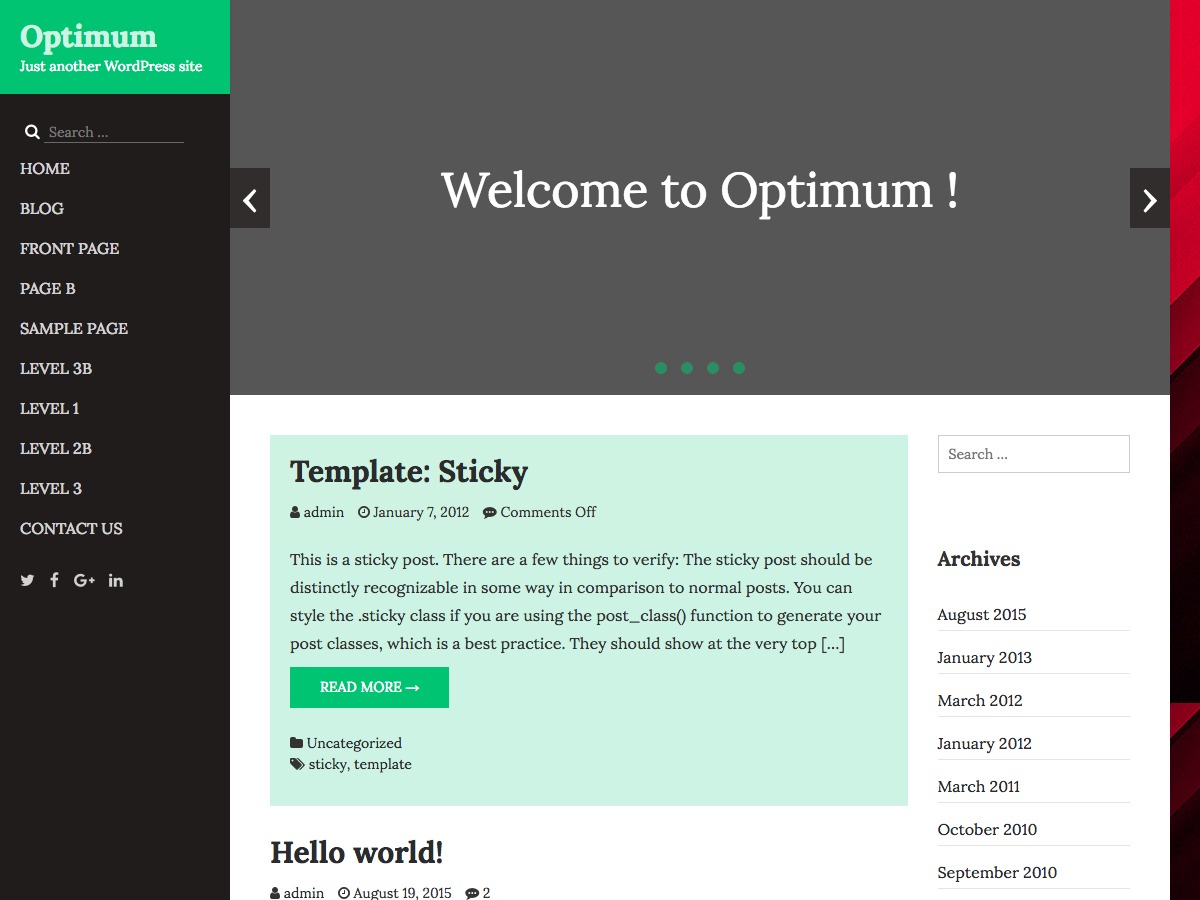 WordPress theme Optimum WordPress theme Optimum