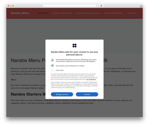 Info cards WordPress plugin - nandos-menu.uk
