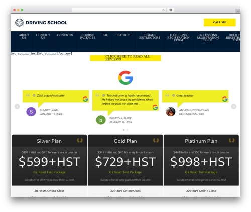 DrivingSchool WordPress theme - driveguru.ca