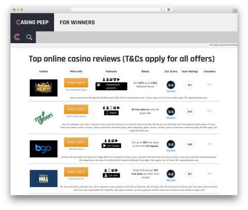 Engine best WordPress theme - casinopeep.com