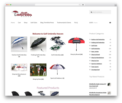 Storefront WordPress ecommerce theme - golfumbrellaheaven.com