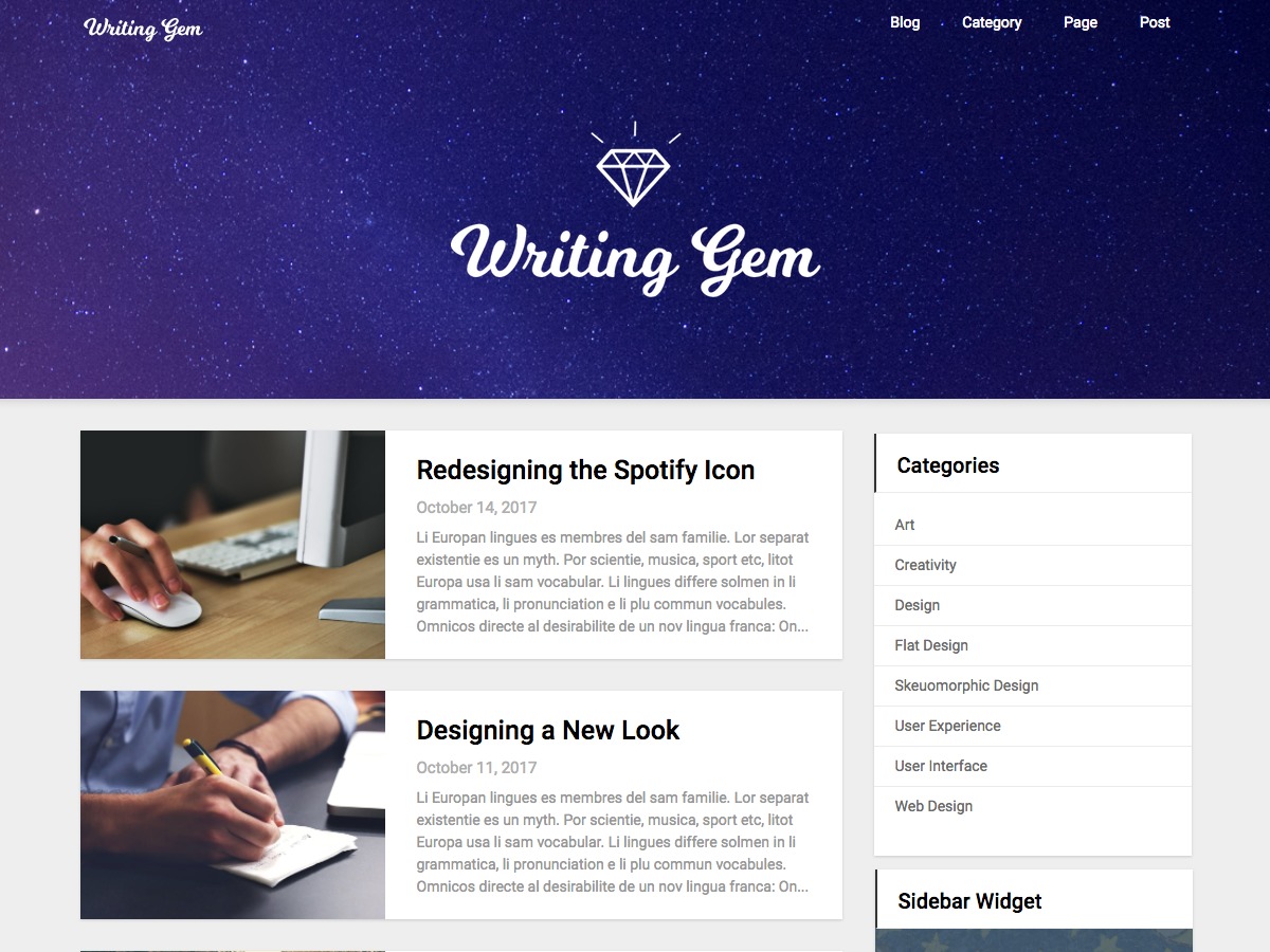 WordPress theme Writing Gem