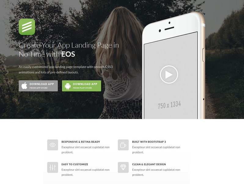 EOS Wordpress One Page WordPress page theme by Thematicwebs