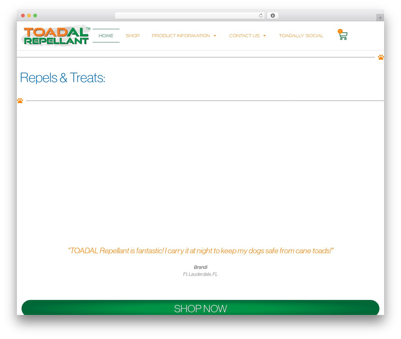 Toadal Repellant - Elementor Child WordPress theme design - toadalrepellant.com