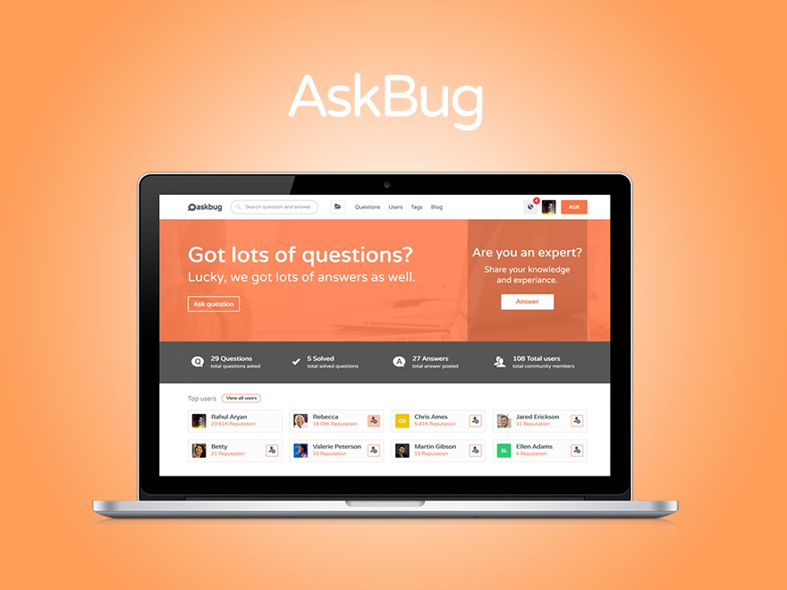 AskBug premium WordPress theme
