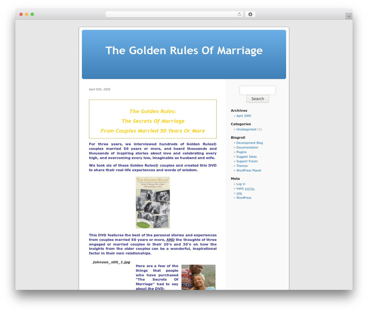Default WordPress theme design - thegoldenrulesofmarriage.com
