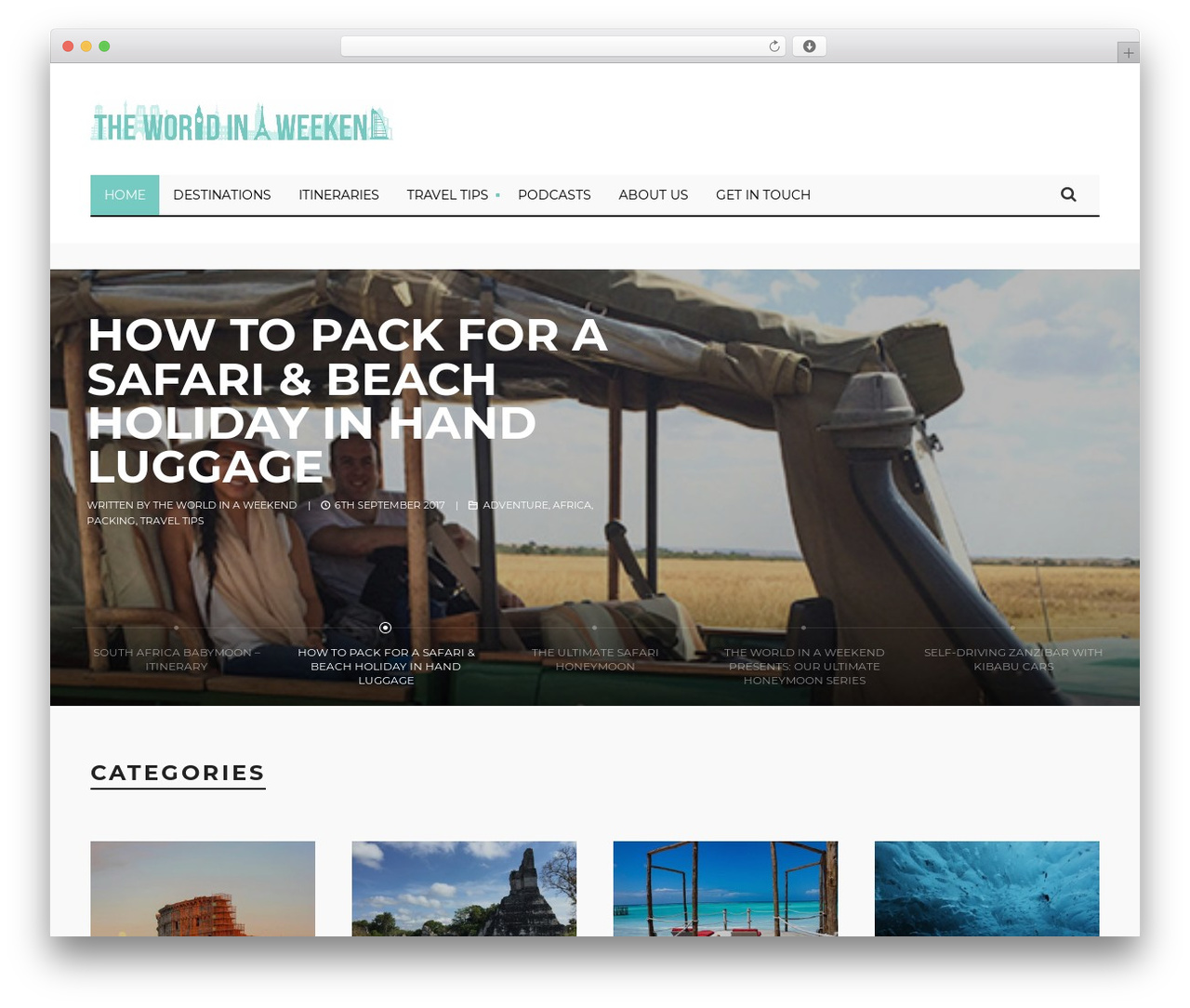 Designed WordPress theme design - theworldinaweekend.com
