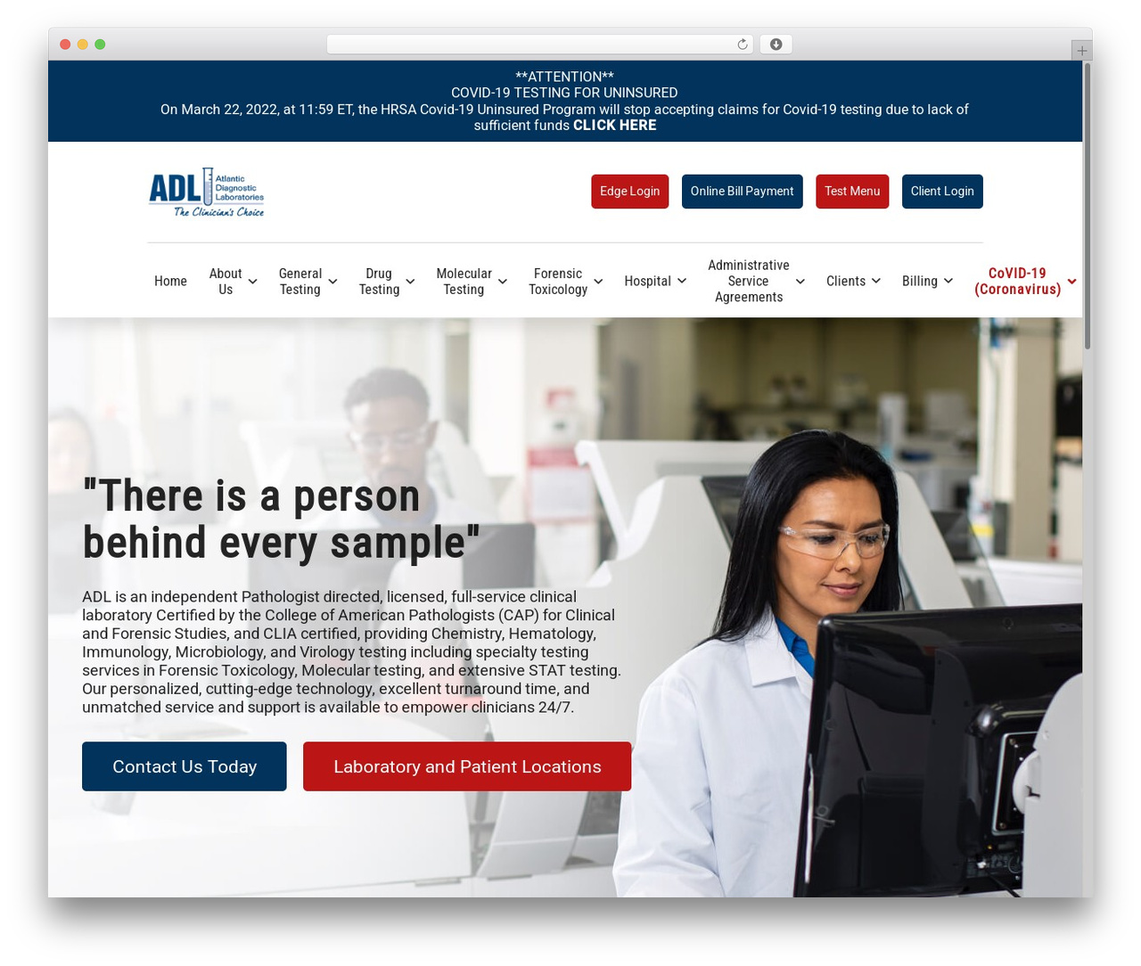 WP Bootstrap Starter WordPress theme - atlanticdiagnosticlaboratories.com