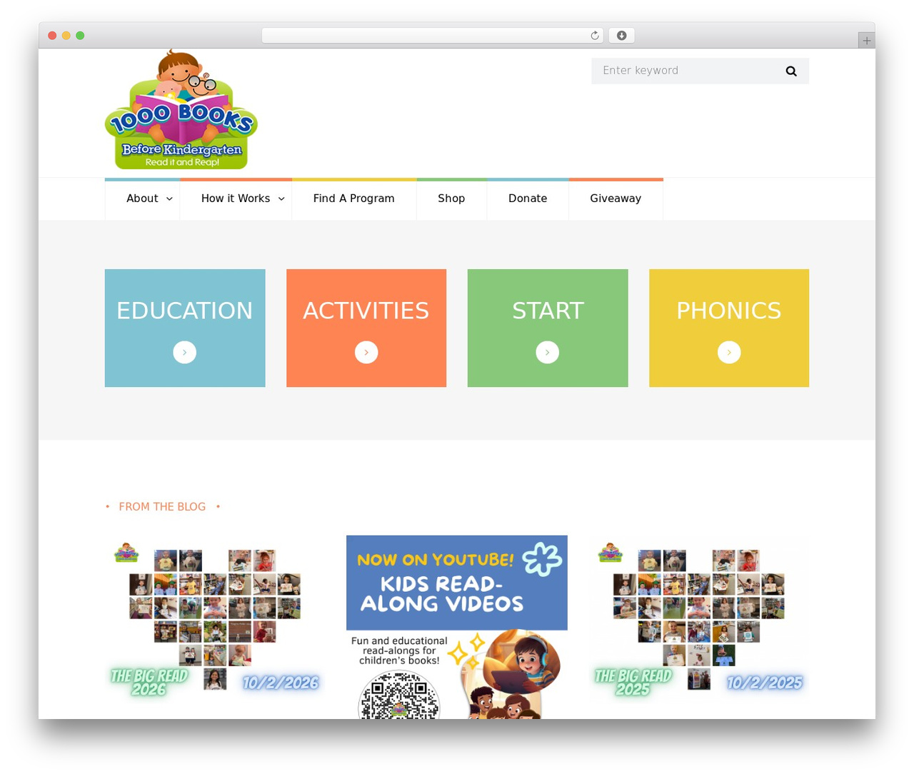 Kidsplanet top WordPress theme - 1000booksbeforekindergarten.org