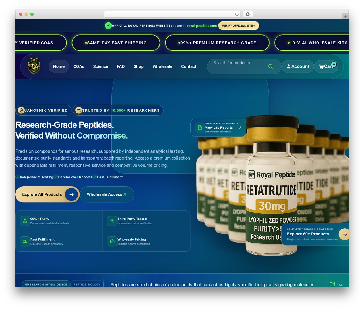 WordPress theme Avanam - royal-peptides.com